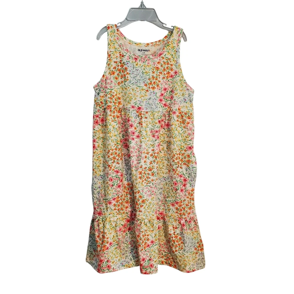 New Old Navy Sleeveless Girls Boho Tiered‎ Floral Pastel Dress Size M (8)